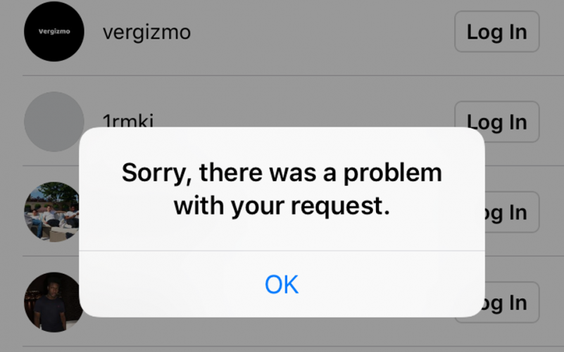 consertar o Instagram “Desculpe, houve um problema com sua solicitação”
