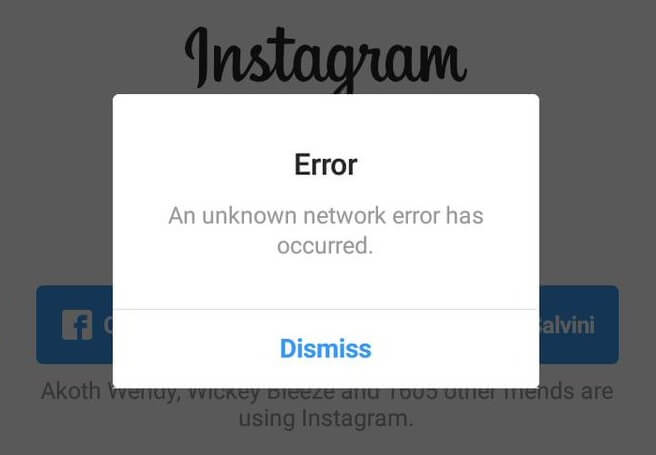 Fix Instagram "Um erro de rede desconhecido ocorreu"