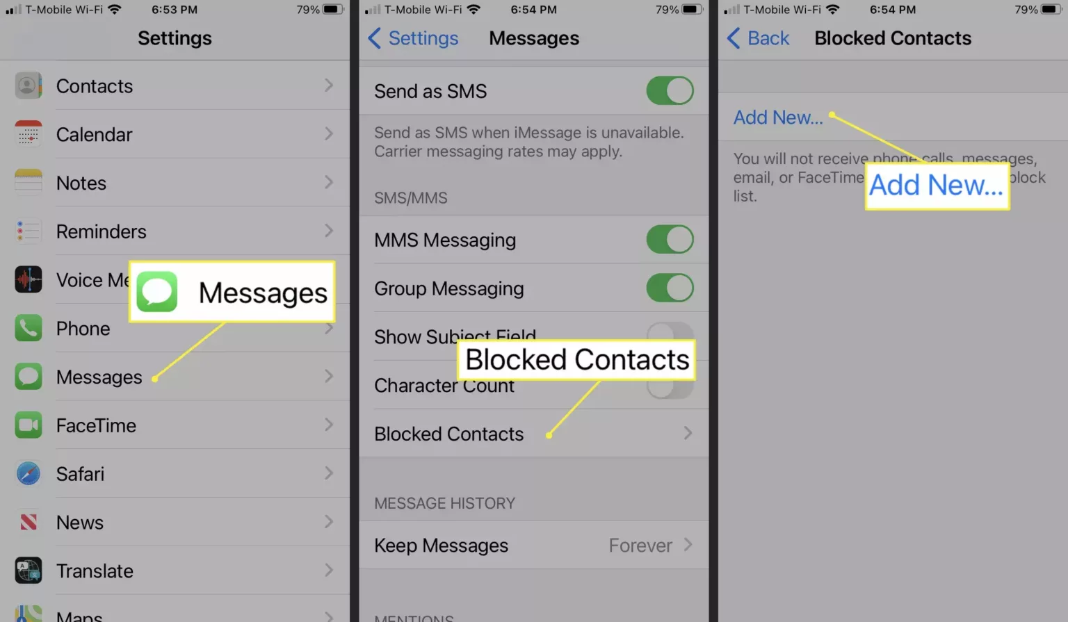 block-message-from-settings