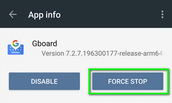Force-stop-gboard